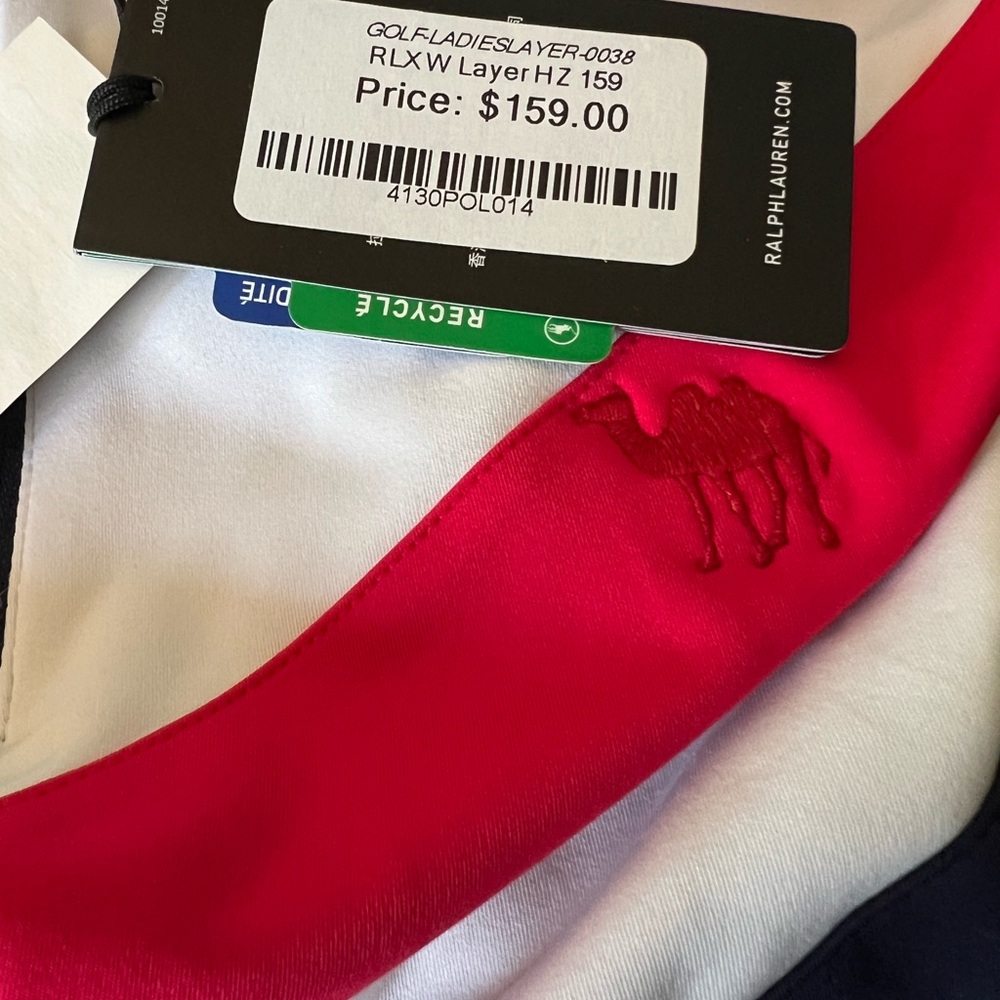 NWT Medinah Country Club Ralph Lauren Navy, Red and White Chevron Striped Top - Picture 6 of 7